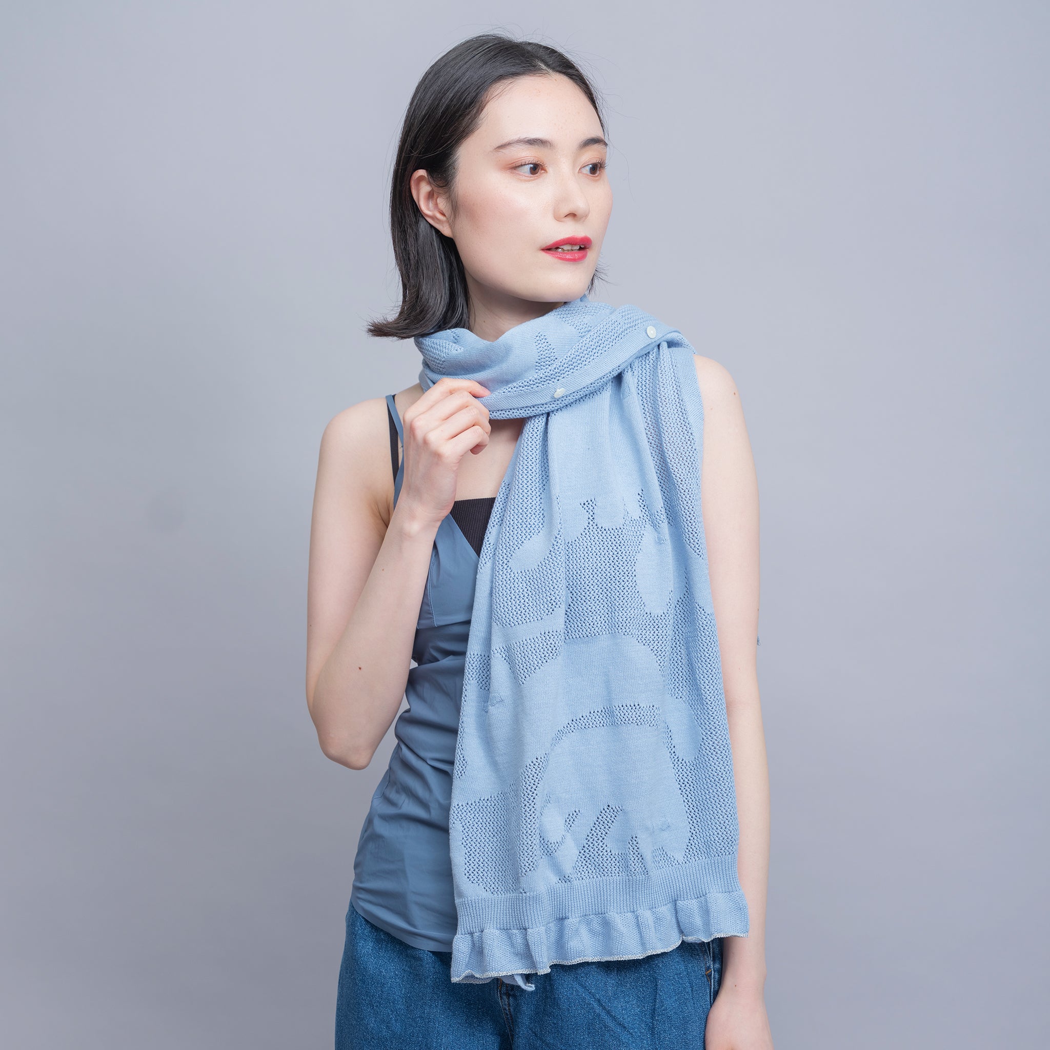 【NYANDER KNIT/ニャンダーニット】Shadow CAT３way　Lace shawl　ATRENA限定デザイン