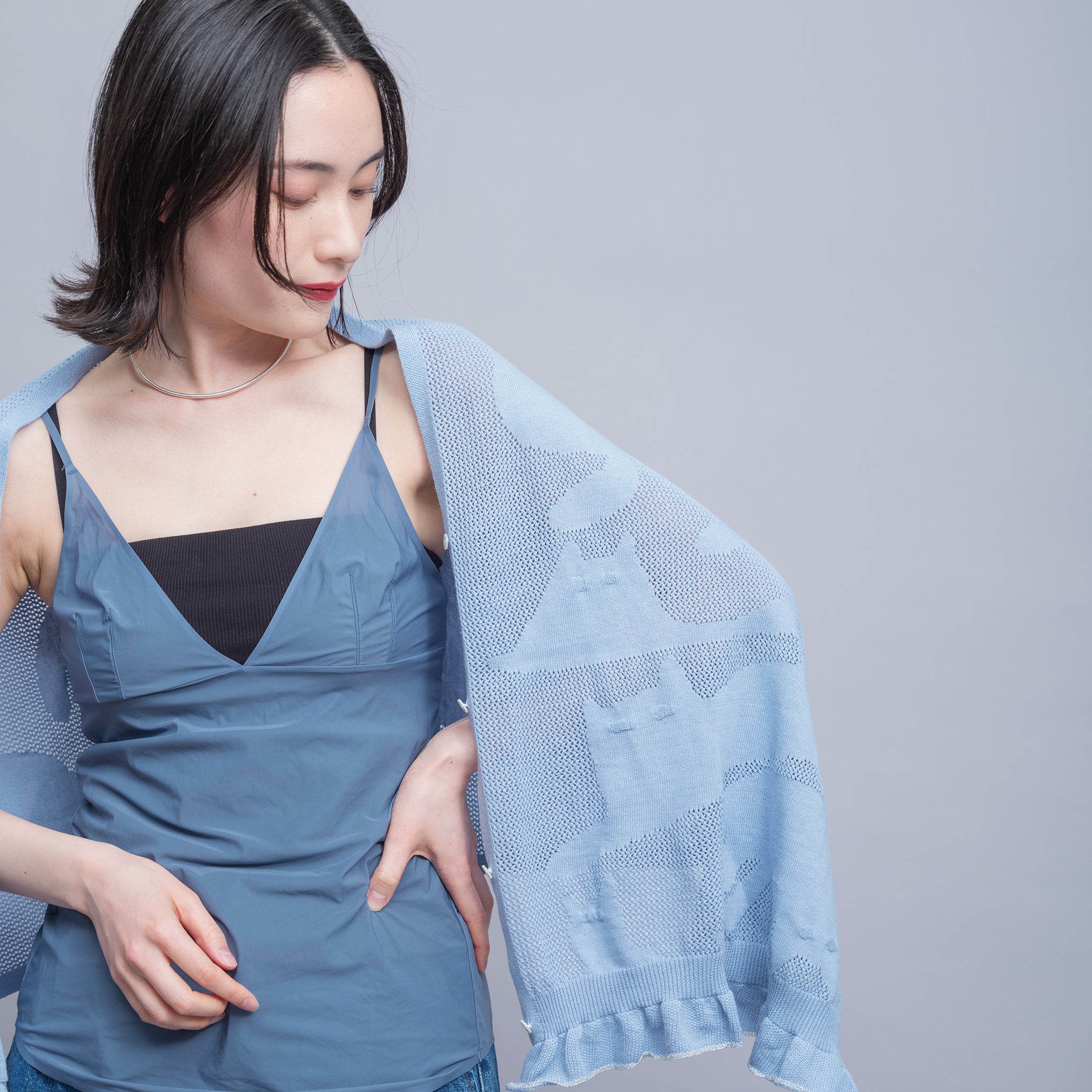 【NYANDER KNIT/ニャンダーニット】Shadow CAT３way　Lace shawl　ATRENA限定デザイン
