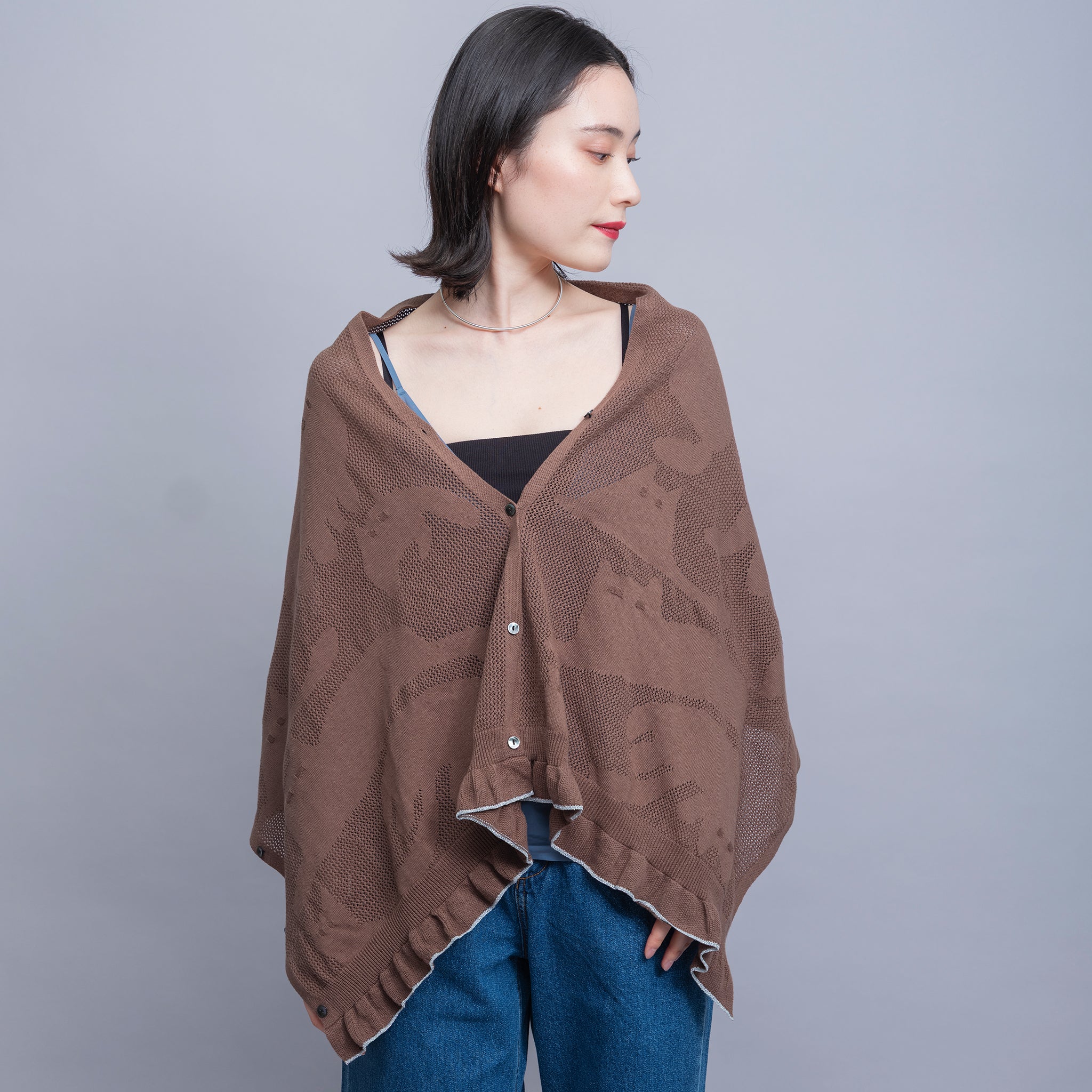 【NYANDER KNIT/ニャンダーニット】Shadow CAT３way　Lace shawl　ATRENA限定デザイン