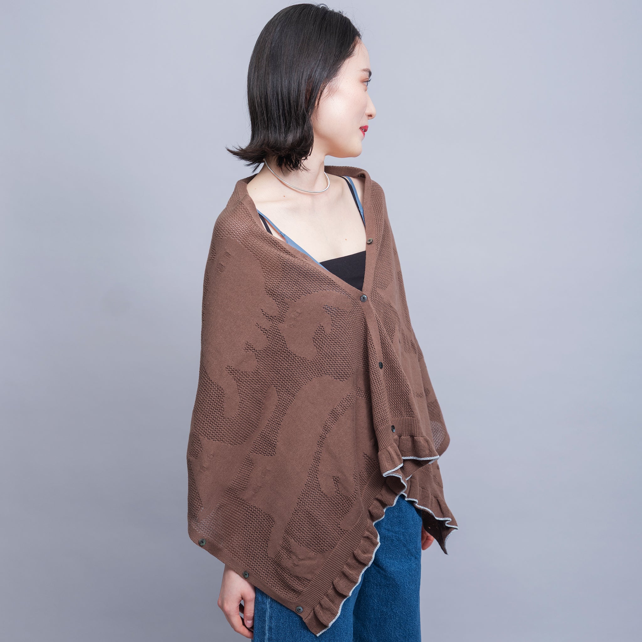 【NYANDER KNIT/ニャンダーニット】Shadow CAT３way　Lace shawl　ATRENA限定デザイン