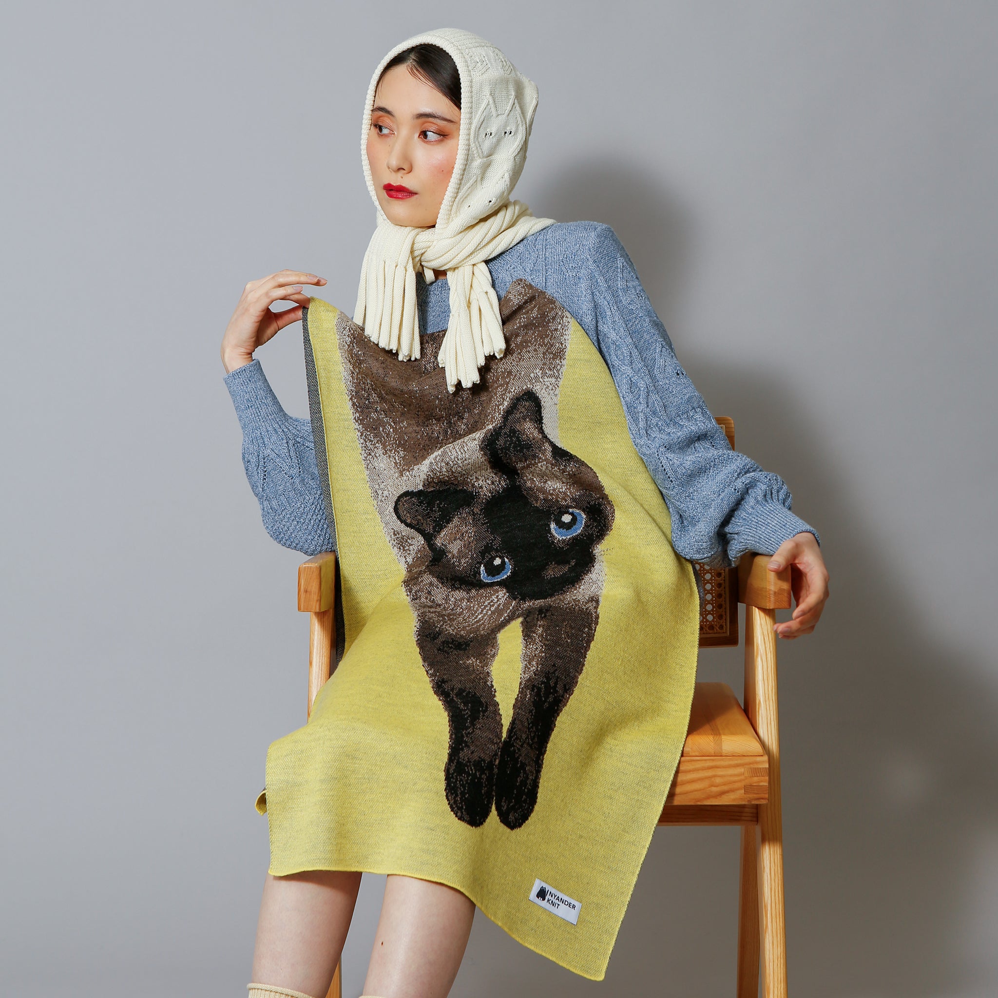 予約販売【NYANDER KNIT/ニャンダーニット】STRETCHING CAT SCARF