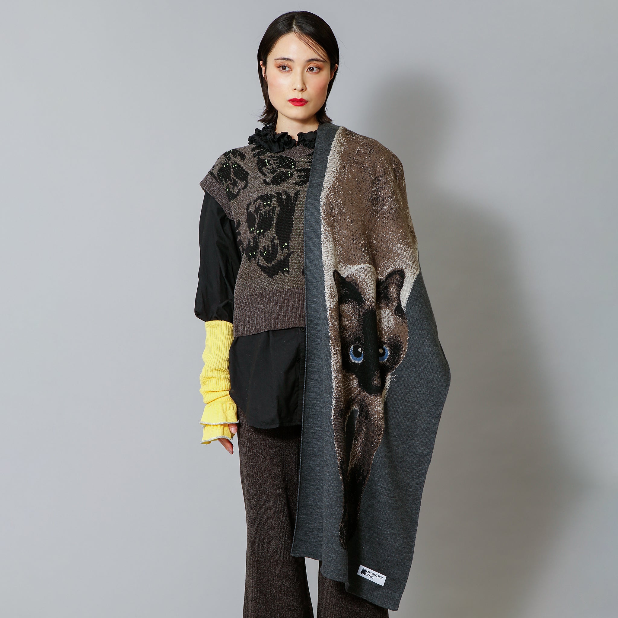 予約販売【NYANDER KNIT/ニャンダーニット】STRETCHING CAT SCARF