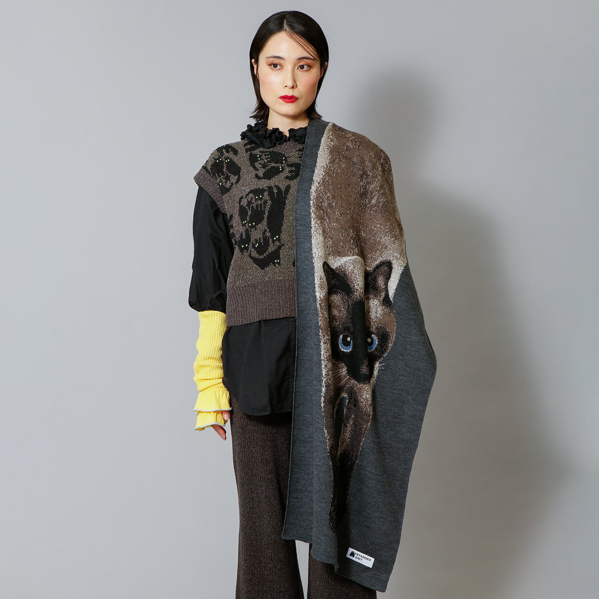 【NYANDER KNIT/ニャンダーニット】STRETCHING CAT SCARF