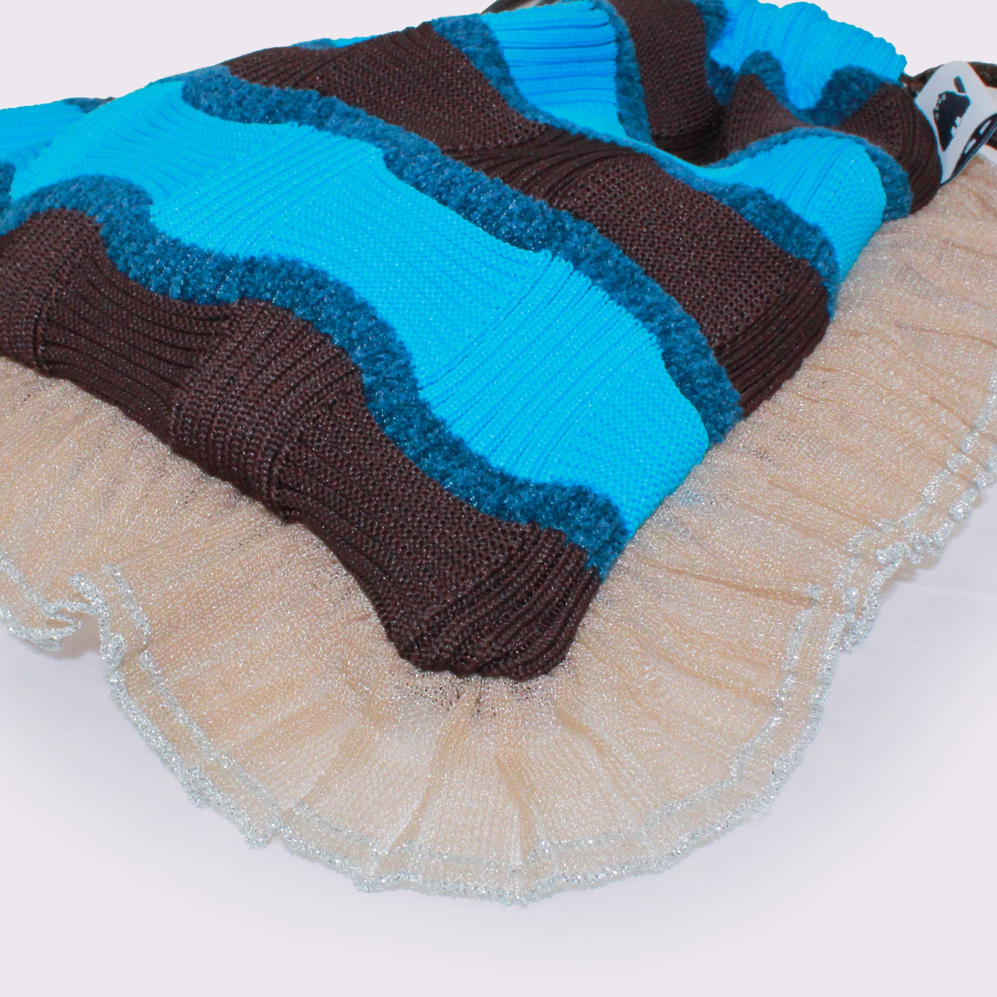 予約販売【NYANDER KNIT/ニャンダーニット】FRILL SHEER KNIT POUCH