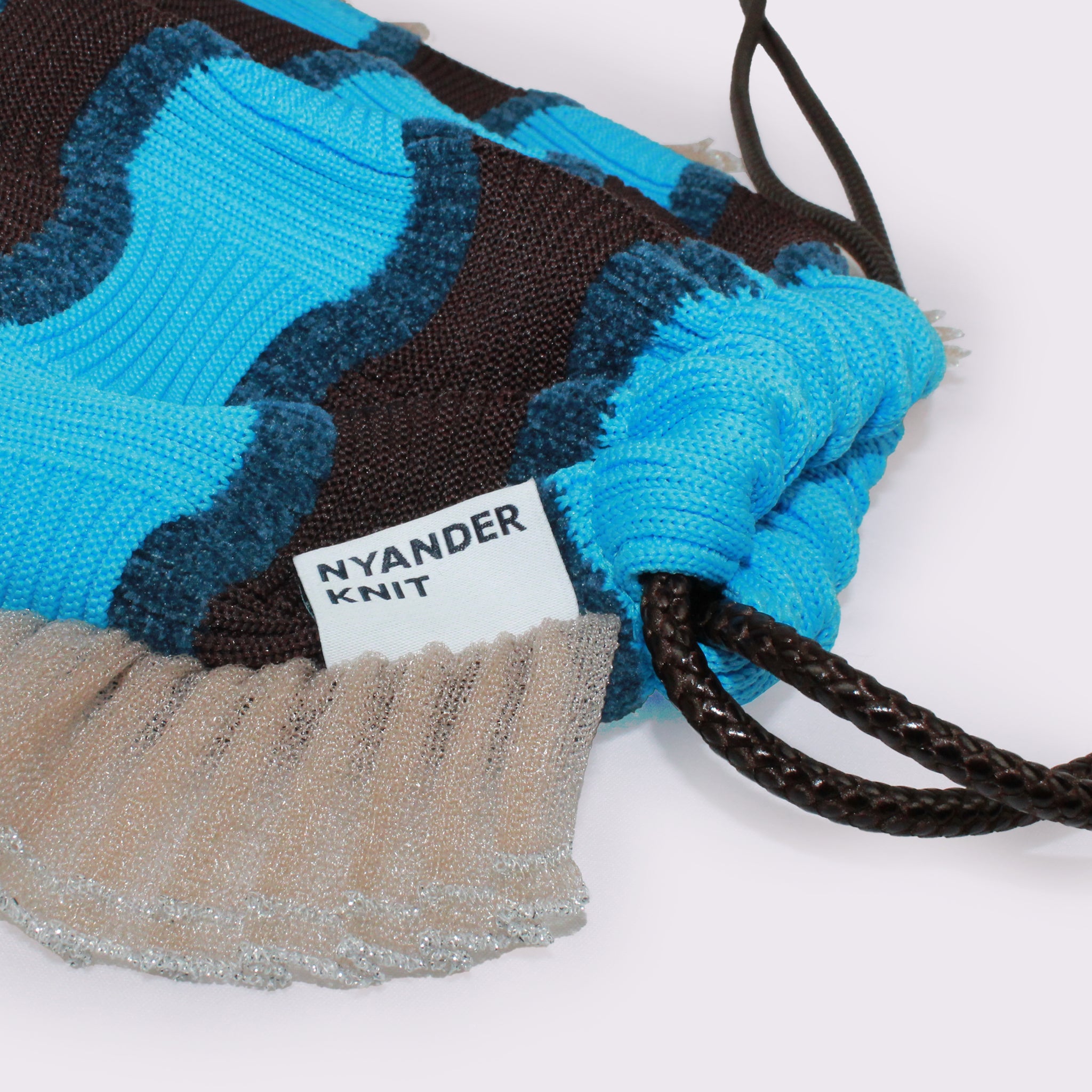 予約販売【NYANDER KNIT/ニャンダーニット】FRILL SHEER KNIT POUCH