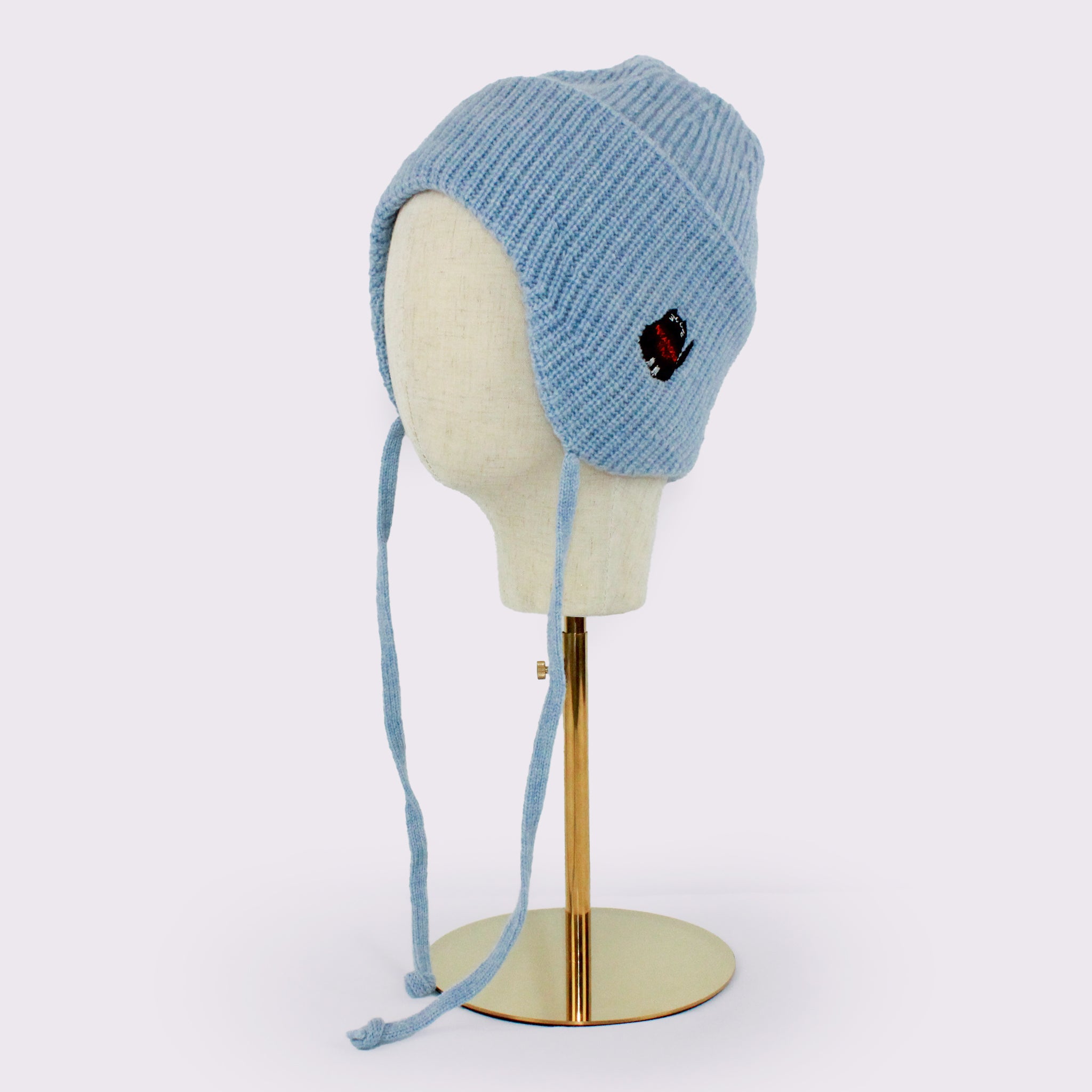 予約販売【NYANDER KNIT/ニャンダーニット】CAT EMBROIDERY EARFLAP KNIT CAP