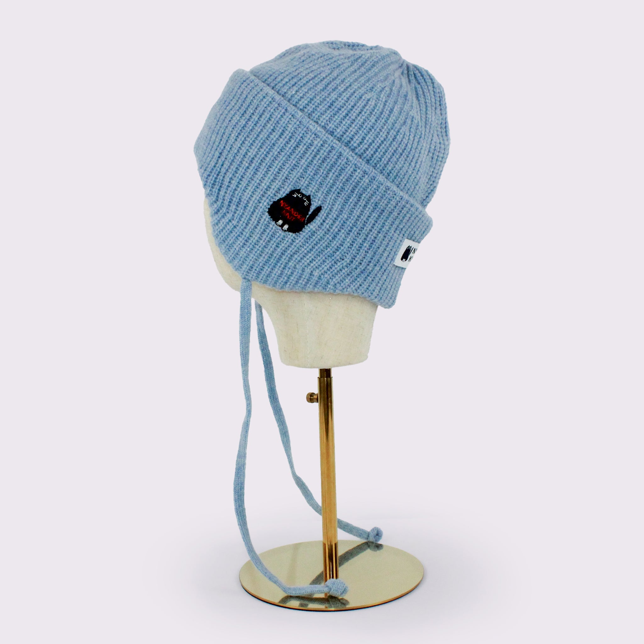 予約販売【NYANDER KNIT/ニャンダーニット】CAT EMBROIDERY EARFLAP KNIT CAP