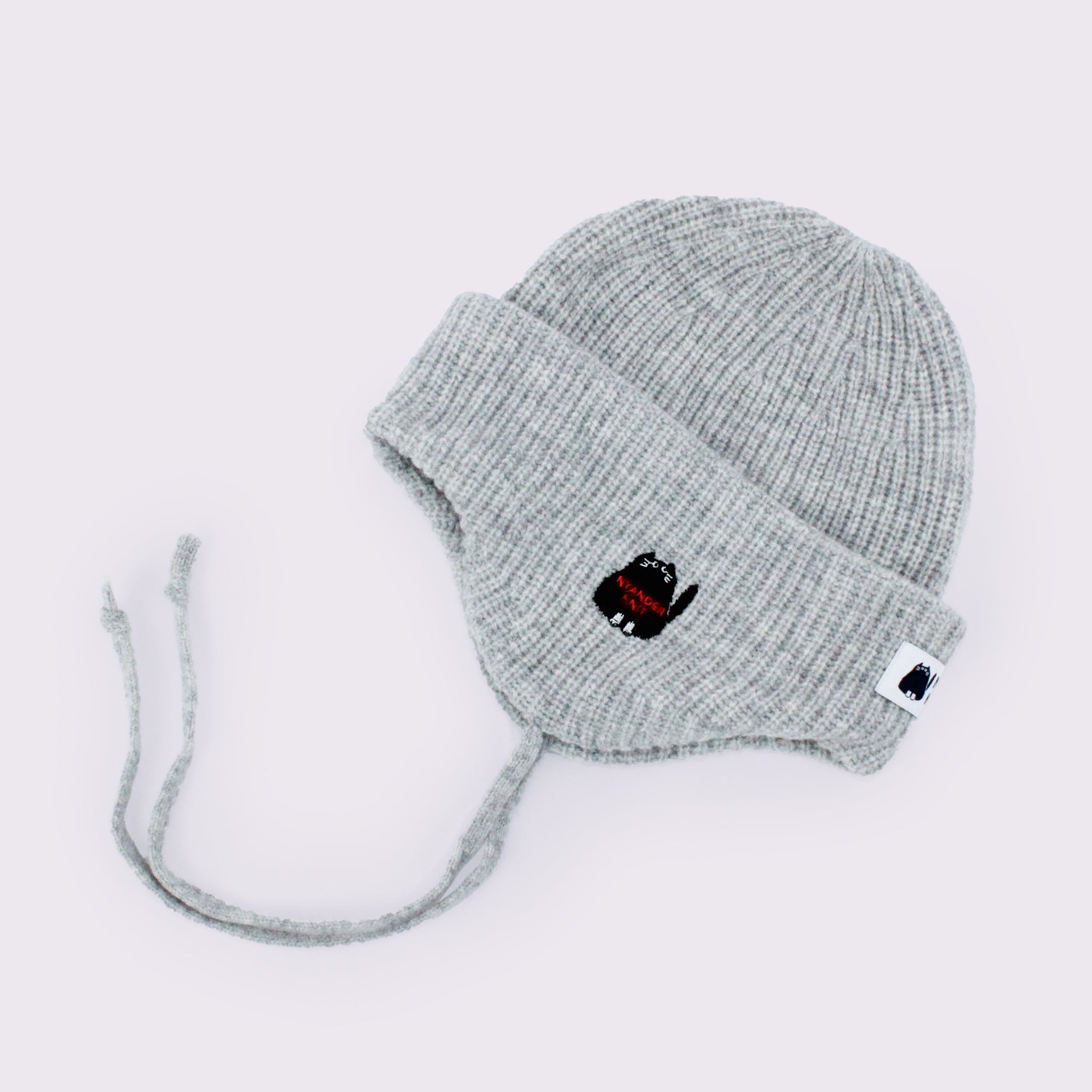 予約販売【NYANDER KNIT/ニャンダーニット】CAT EMBROIDERY EARFLAP KNIT CAP