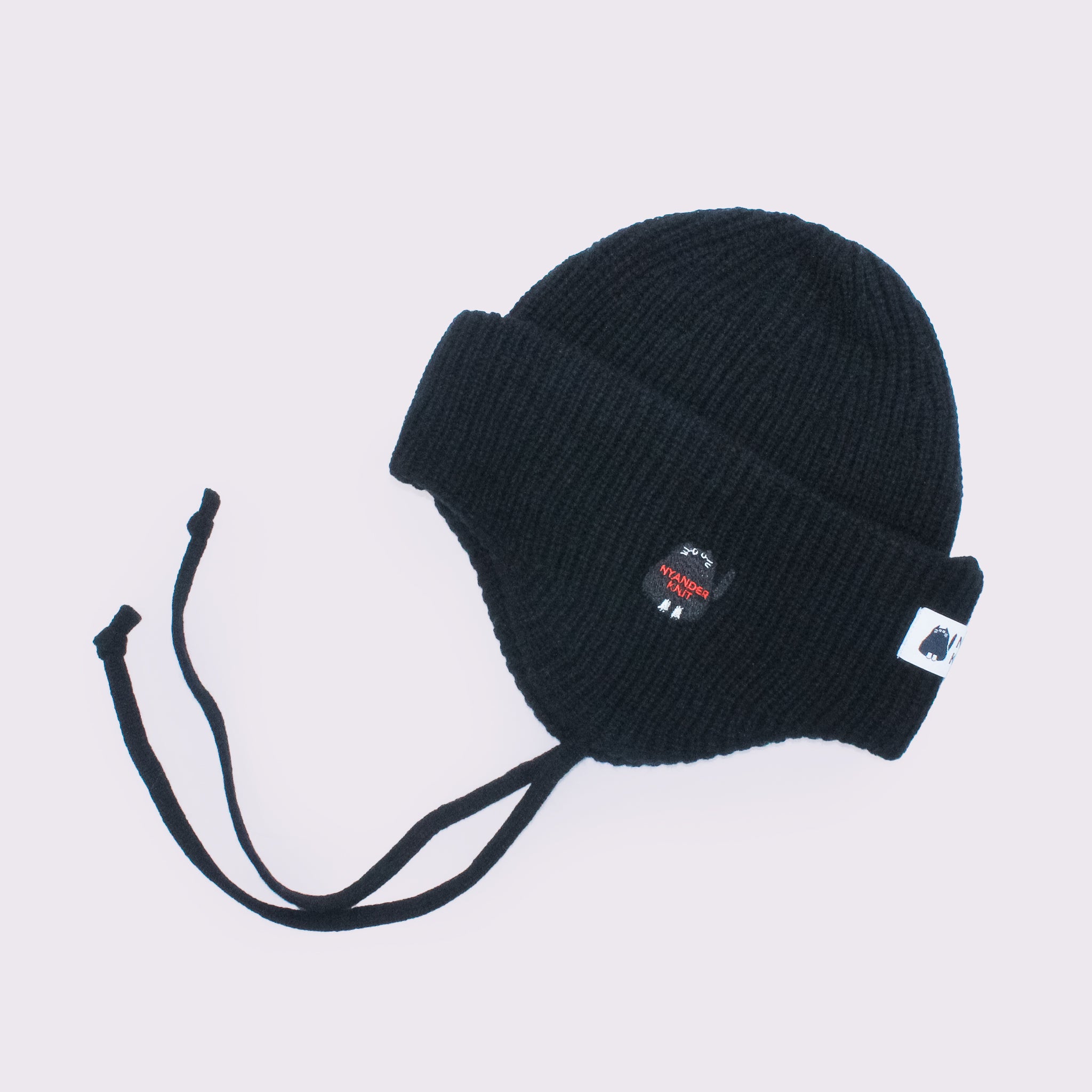 予約販売【NYANDER KNIT/ニャンダーニット】CAT EMBROIDERY EARFLAP KNIT CAP