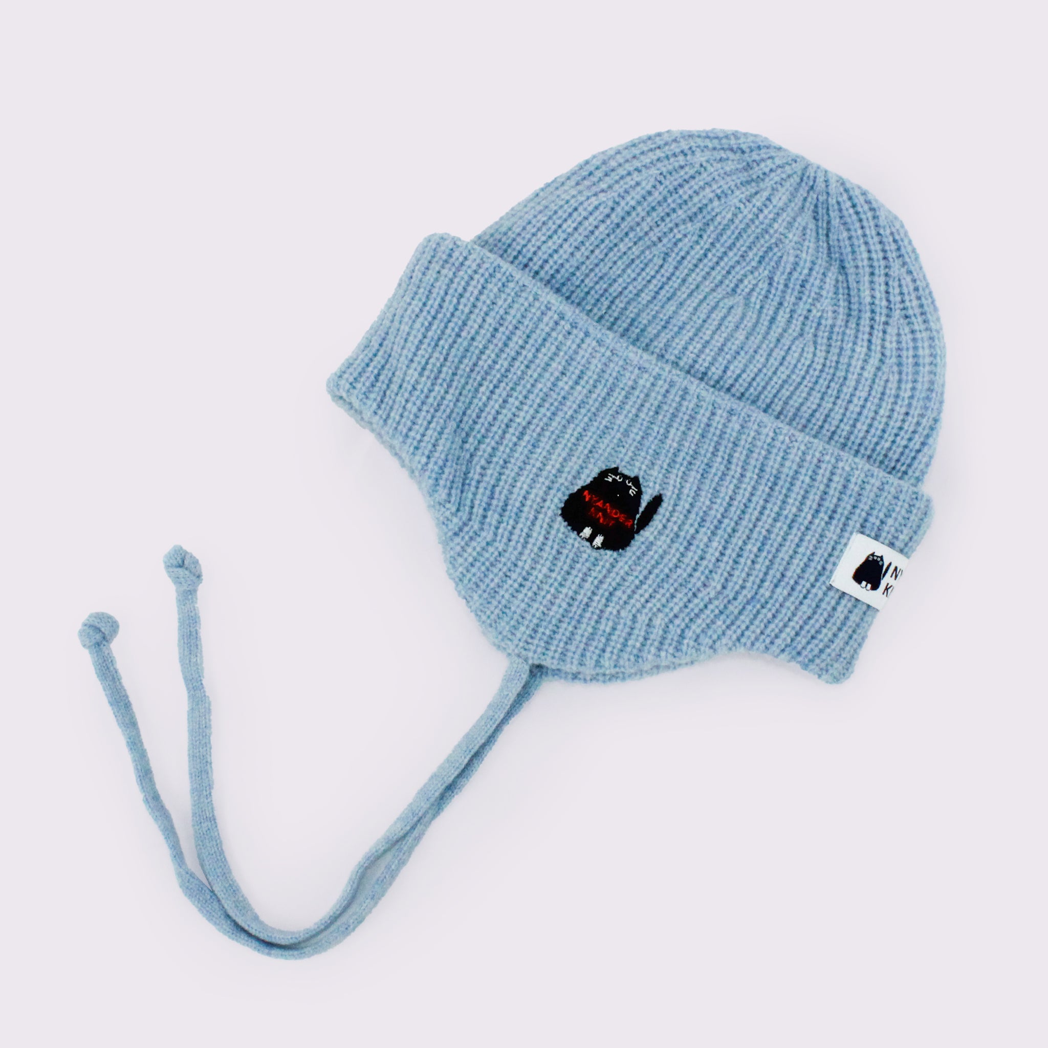 予約販売【NYANDER KNIT/ニャンダーニット】CAT EMBROIDERY EARFLAP KNIT CAP
