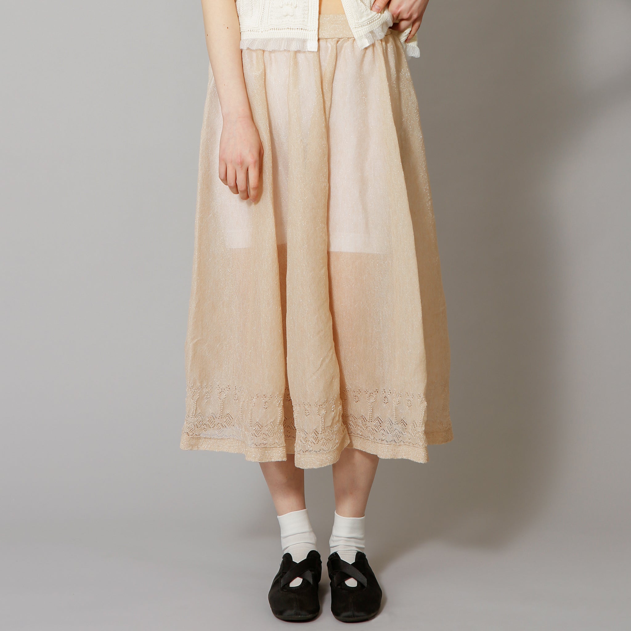NYW011【NYANDER KNIT/ニャンダーニット】sheer rame skirt シアースカート  【公式】Hanazawa Knit Design オンラインストア