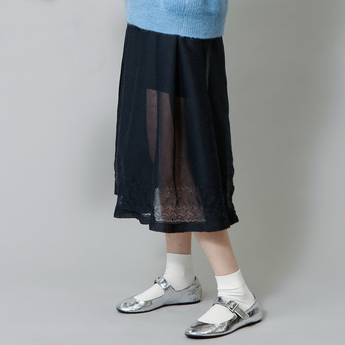 【NYANDER KNIT/ニャンダーニット】sheer rame skirt シアースカート