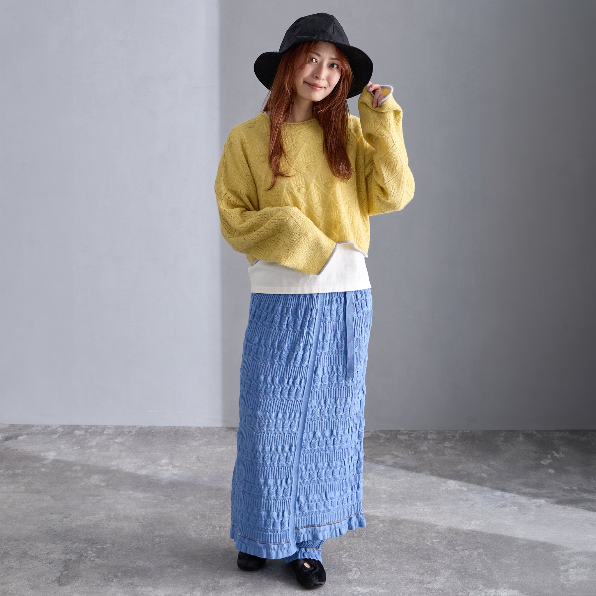 【NYANDER KNIT/ニャンダーニット】   CAT RIB WRAP SKIRT