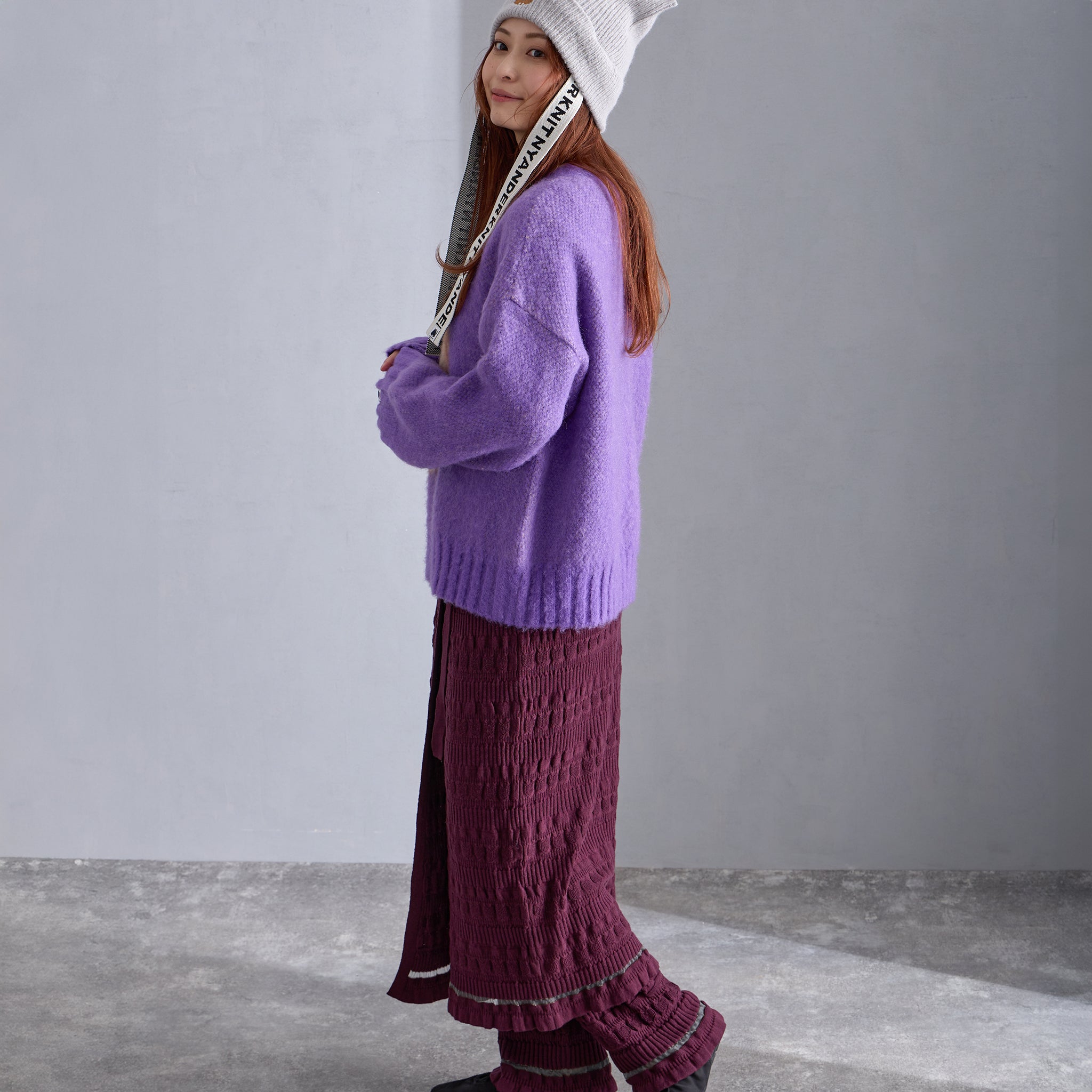 【NYANDER KNIT/ニャンダーニット】   CAT RIB WRAP SKIRT