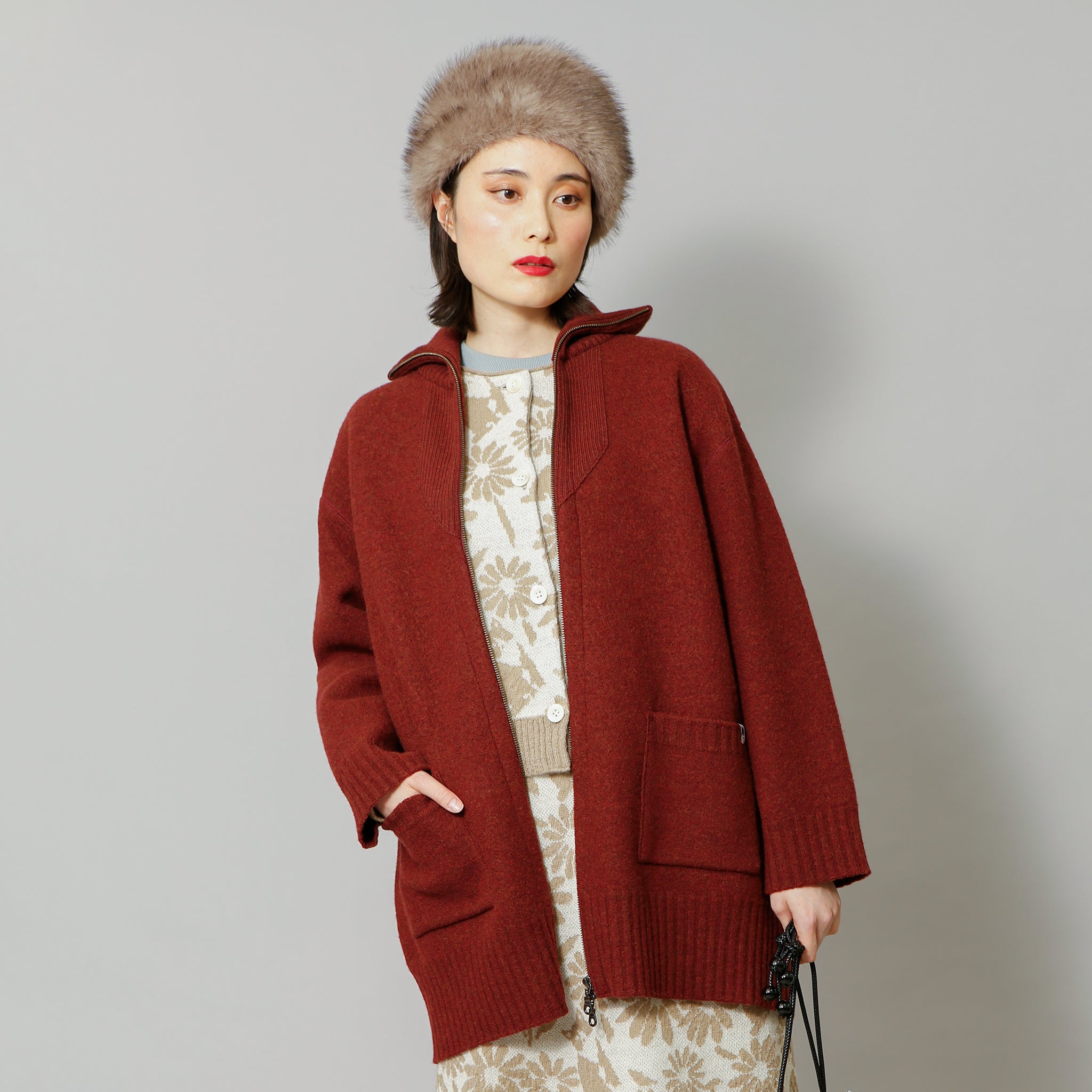 【NYANDER KNIT/ニャンダーニット】FULLING KNIT COAT
