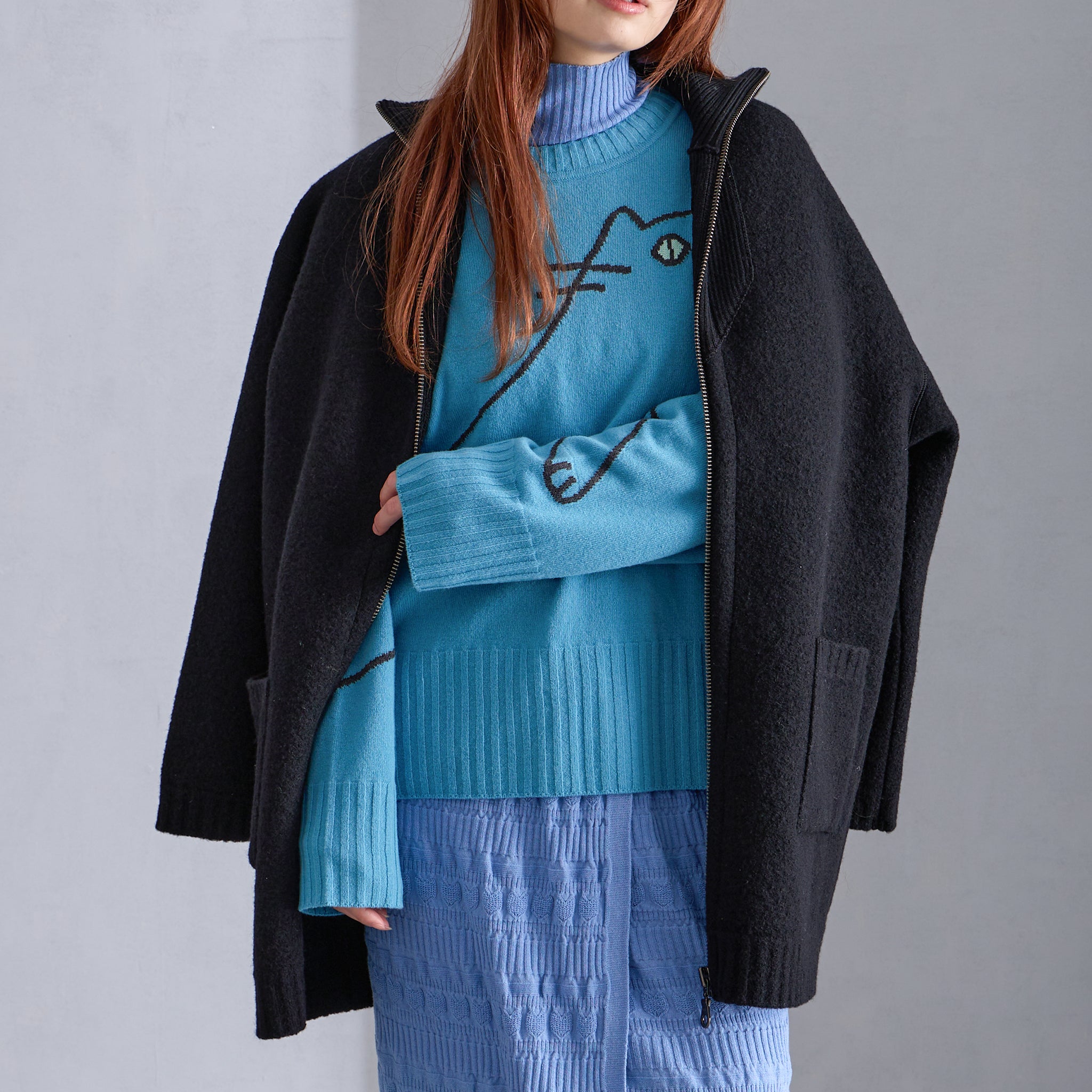 【NYANDER KNIT/ニャンダーニット】FULLING KNIT COAT