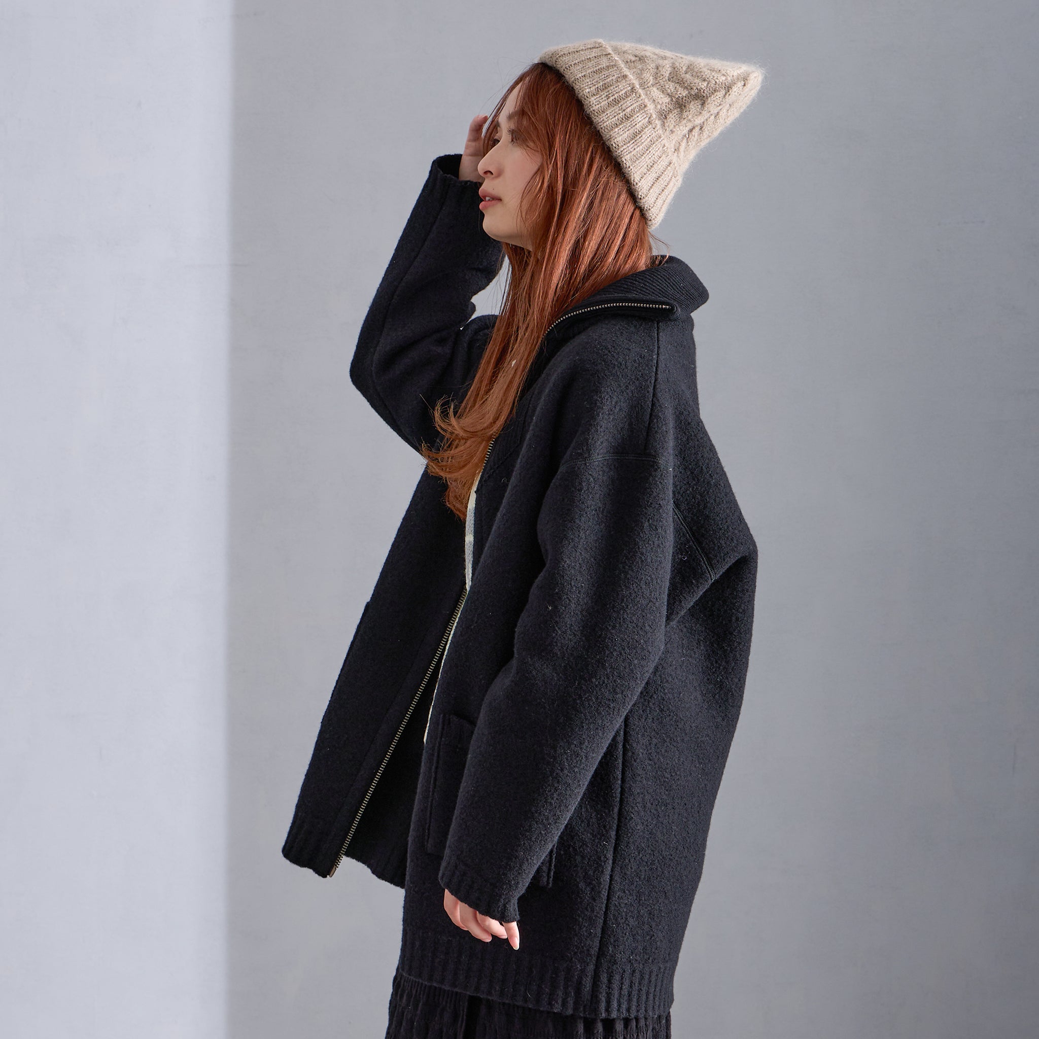 【NYANDER KNIT/ニャンダーニット】FULLING KNIT COAT