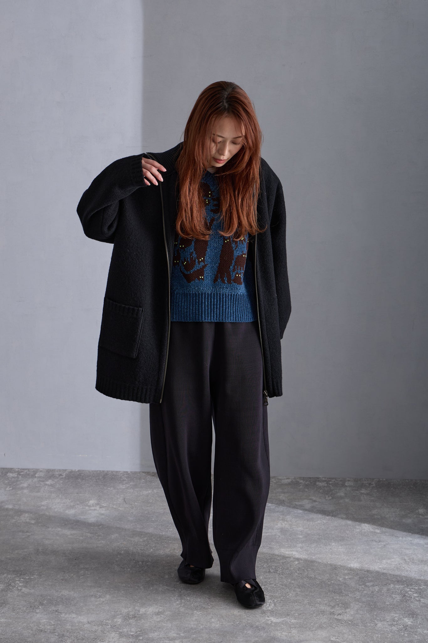 【NYANDER KNIT/ニャンダーニット】KNIT BARREL PANTS