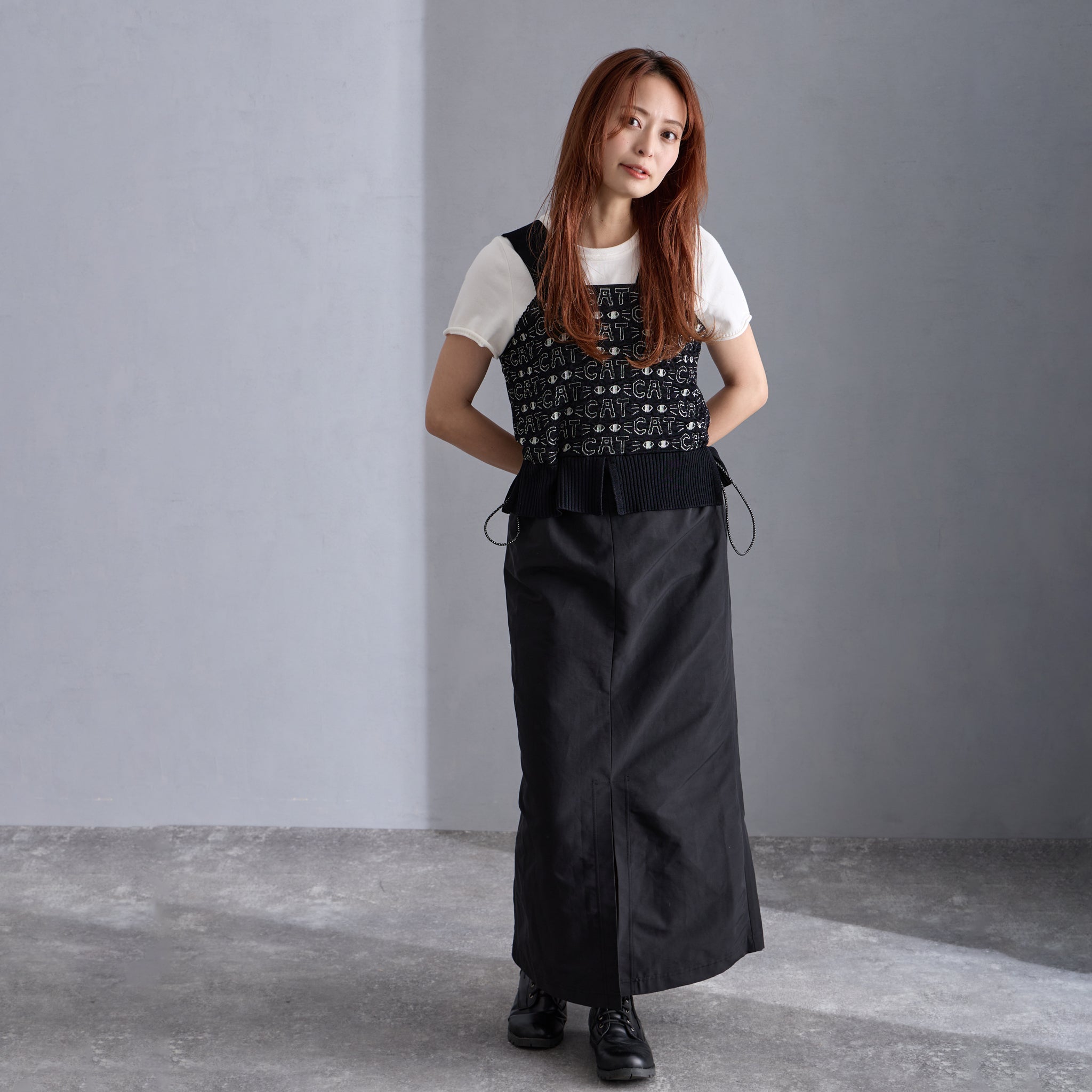 【NYANDER KNIT/ニャンダーニット】  CAT JAQUARD ONEPIECE