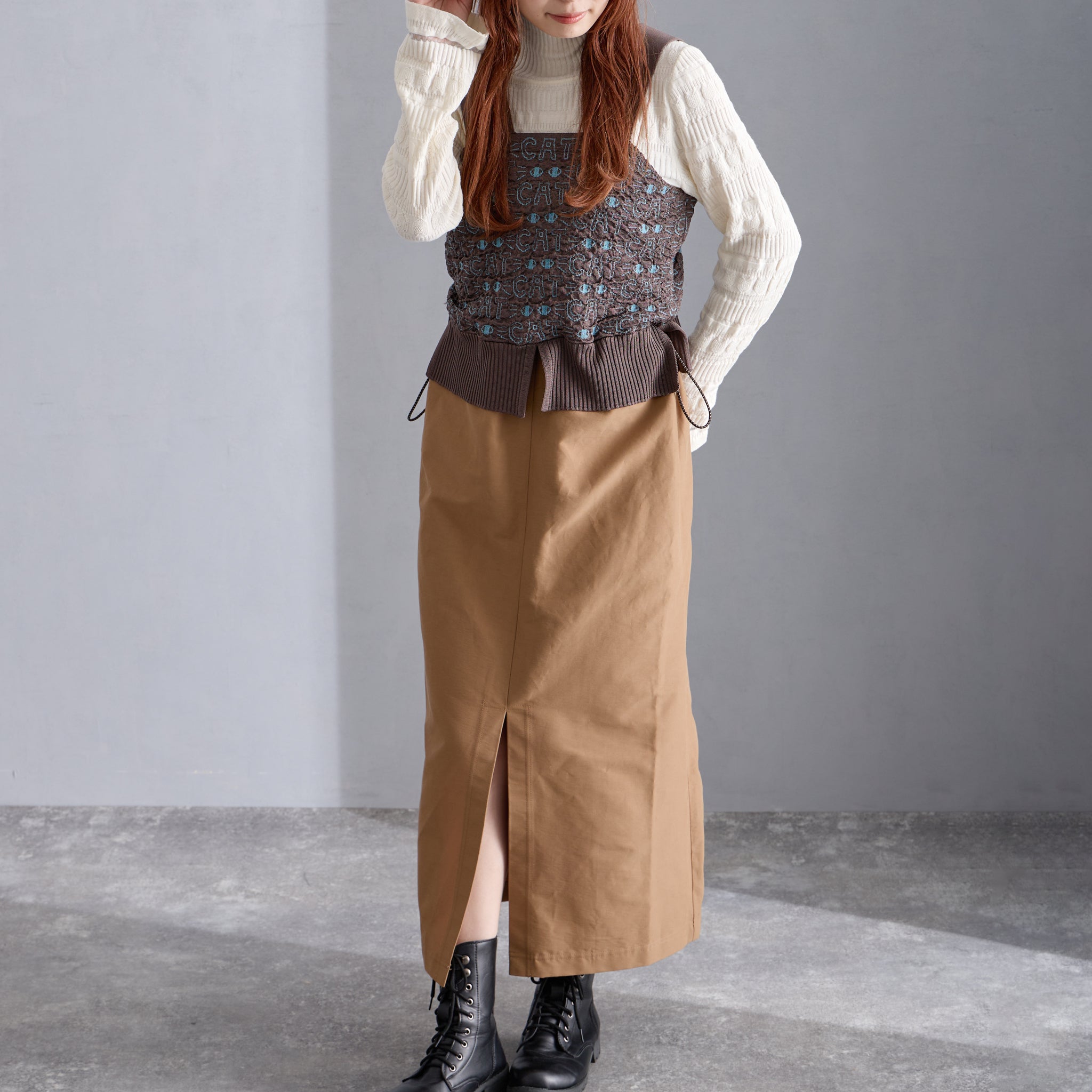 【NYANDER KNIT/ニャンダーニット】  CAT JAQUARD ONEPIECE