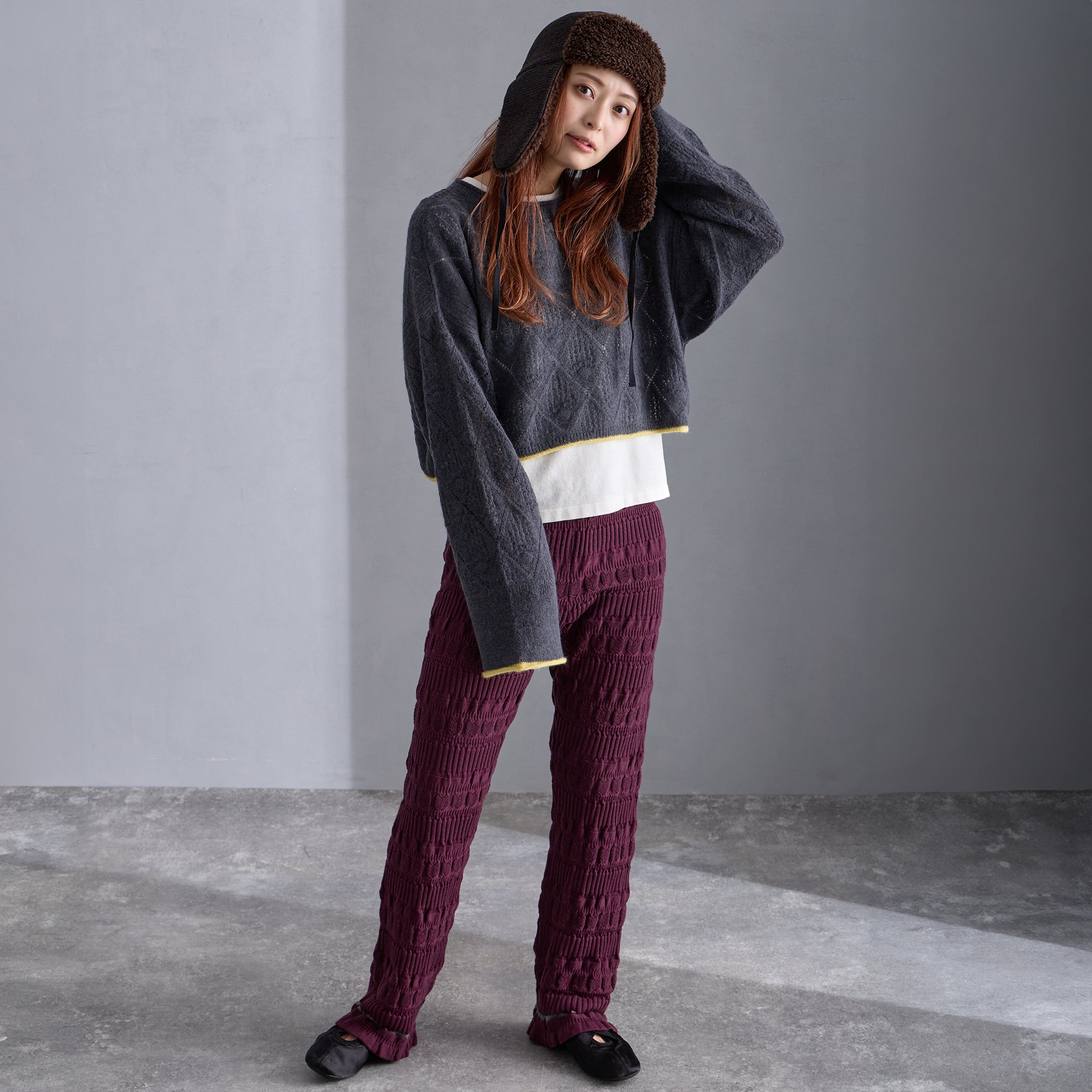 【NYANDER KNIT/ニャンダーニット】  CAT RIB PANTS