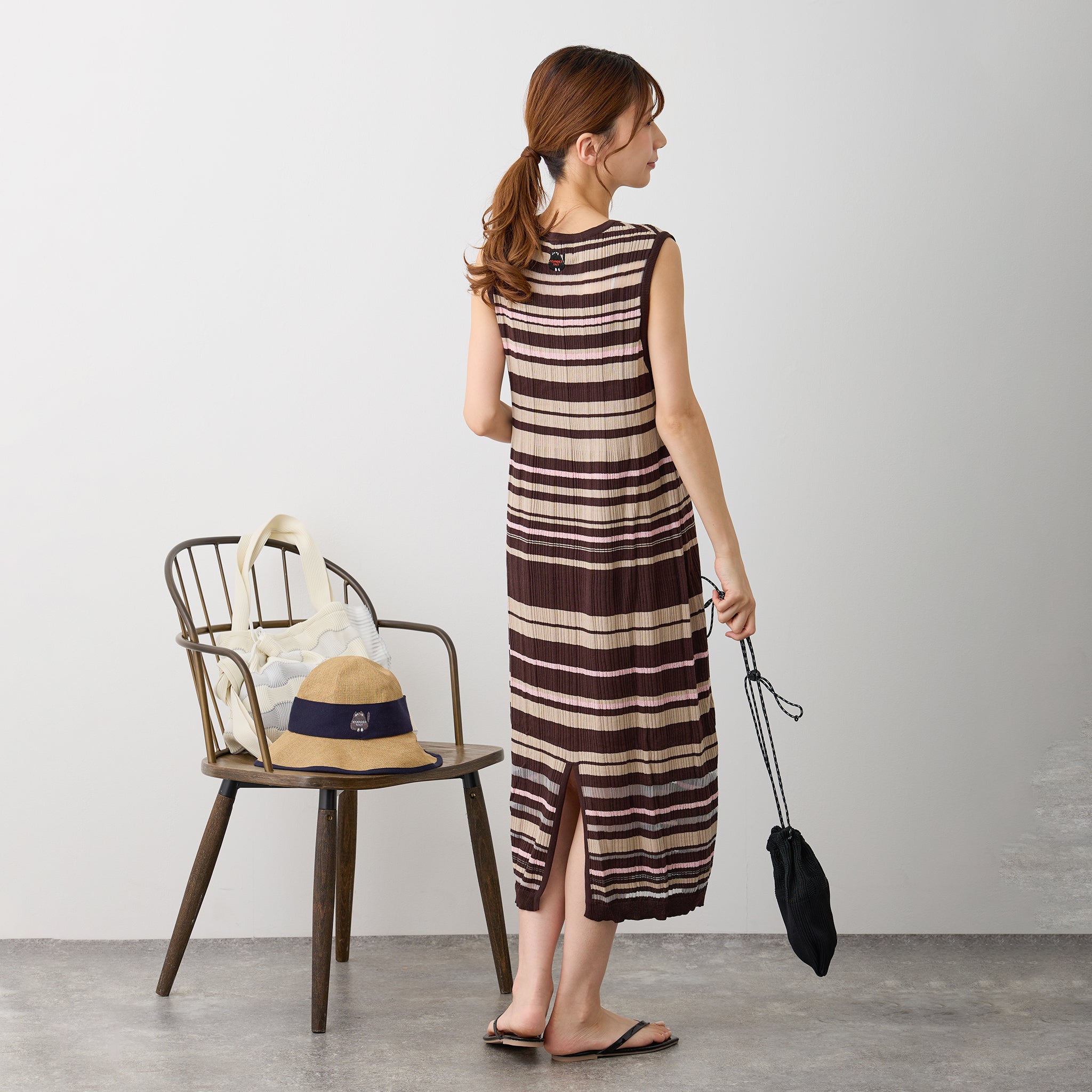 【NYANDER KNIT/ニャンダーニット】BORDER RIB ONE PIECE