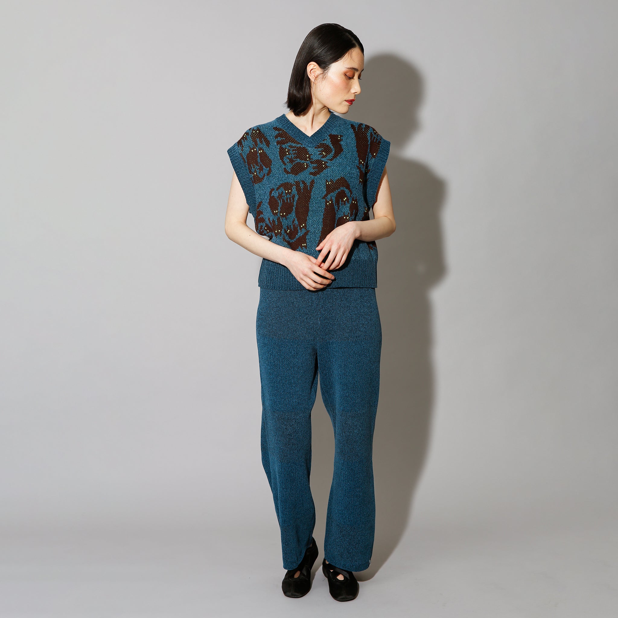 予約販売【NYANDER KNIT/ニャンダーニット】Subtre Border Knit Pants
