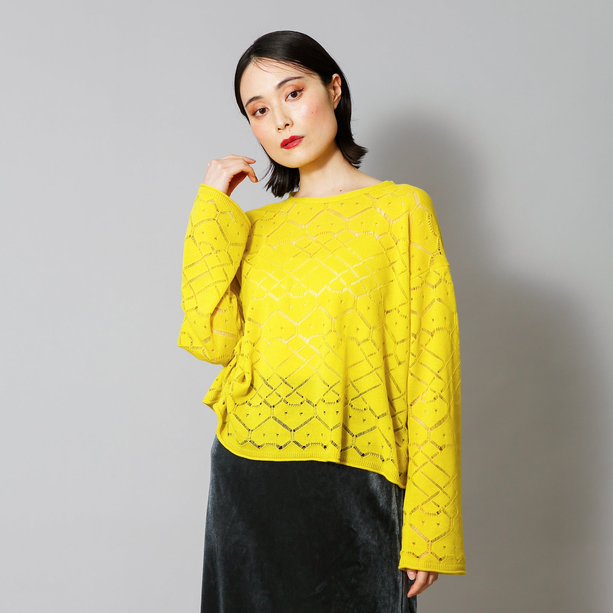 予約販売【NYANDER KNIT/ニャンダーニット】HIDDENCAT OPENWORK CARDIGAN