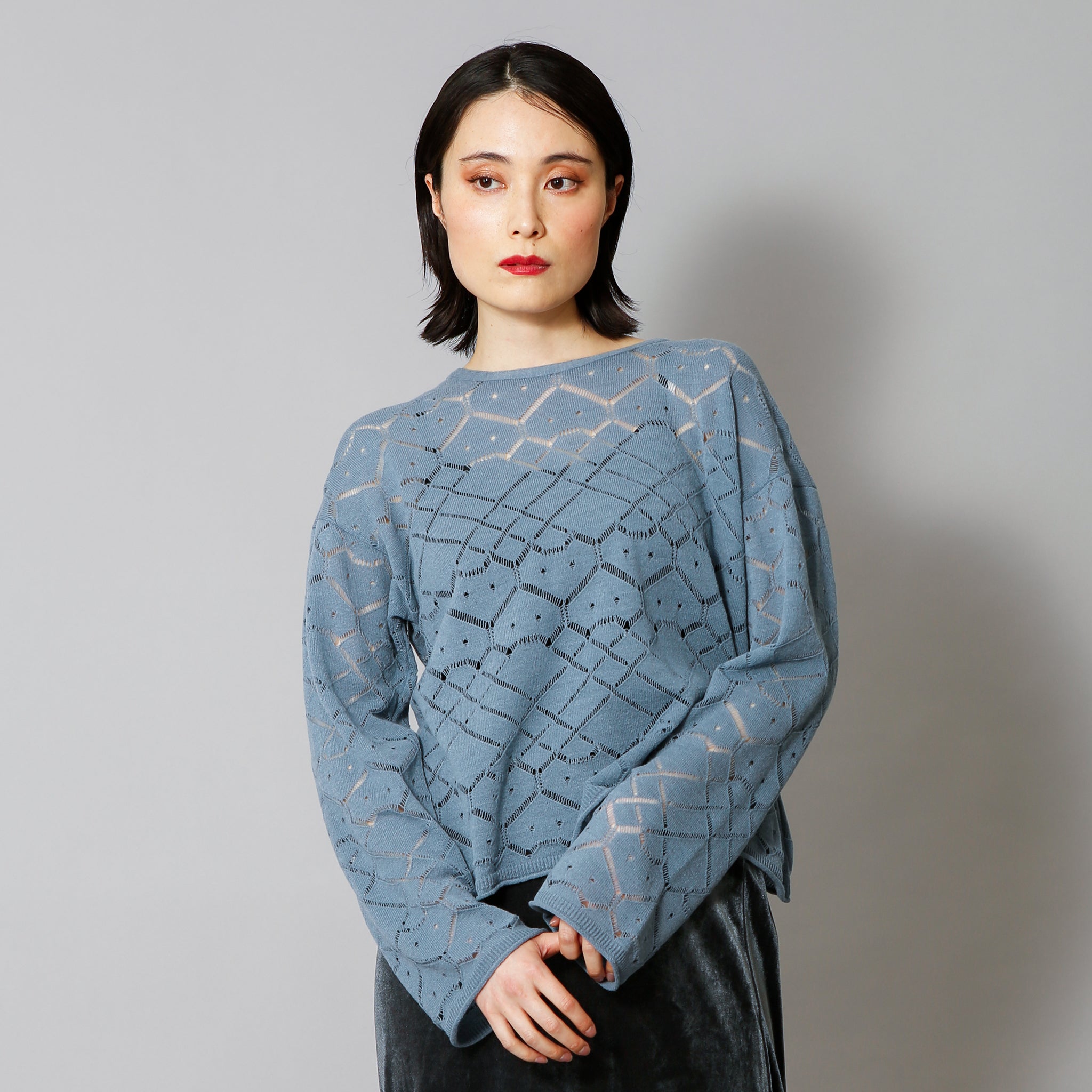 予約販売【NYANDER KNIT/ニャンダーニット】HIDDENCAT OPENWORK CARDIGAN