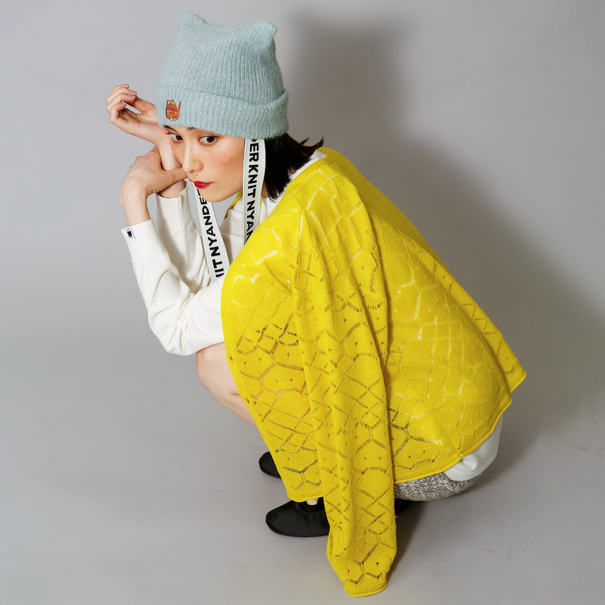 予約販売【NYANDER KNIT/ニャンダーニット】HIDDENCAT OPENWORK CARDIGAN