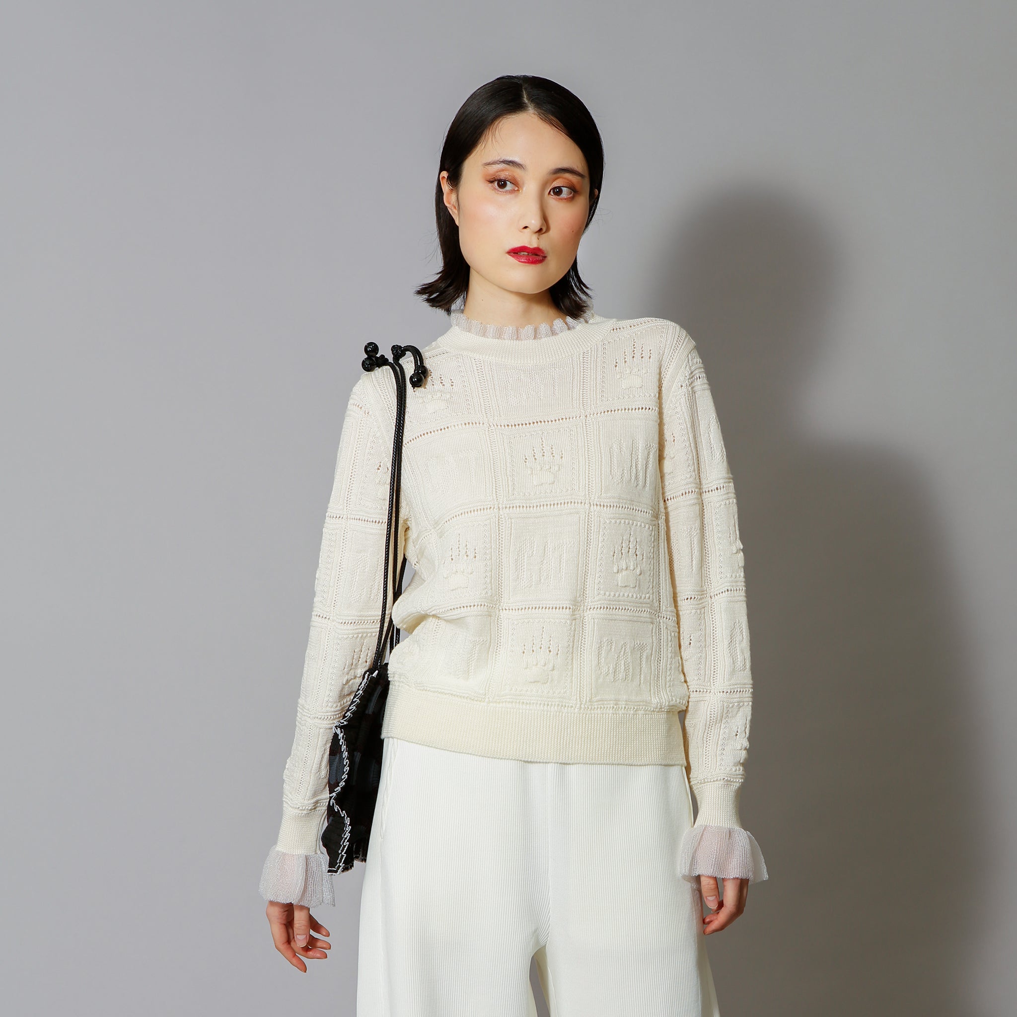 予約販売【NYANDER KNIT/ニャンダーニット】PAW GRID PULL