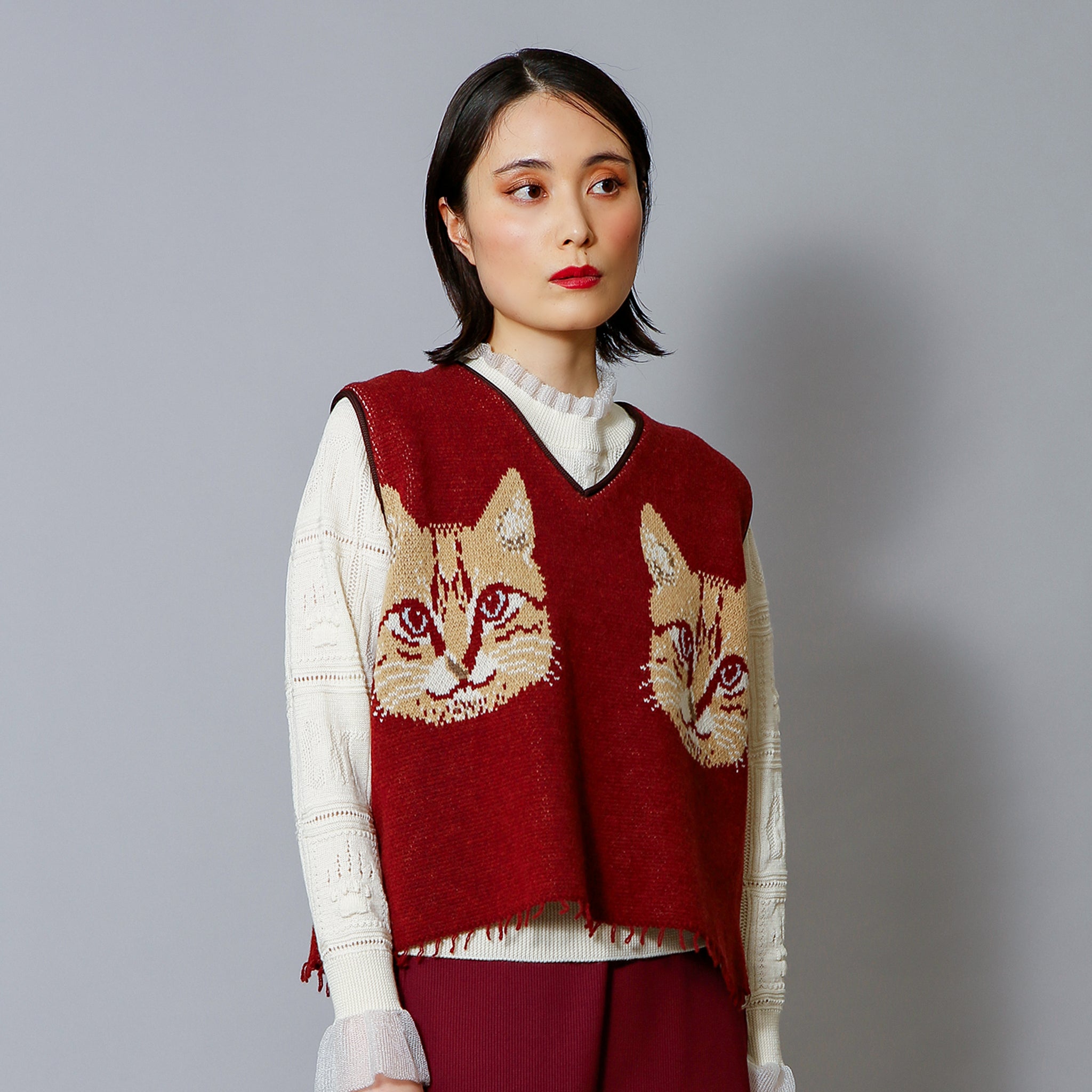 予約販売【NYANDER KNIT/ニャンダーニット】TABBY CAT KNIT VEST