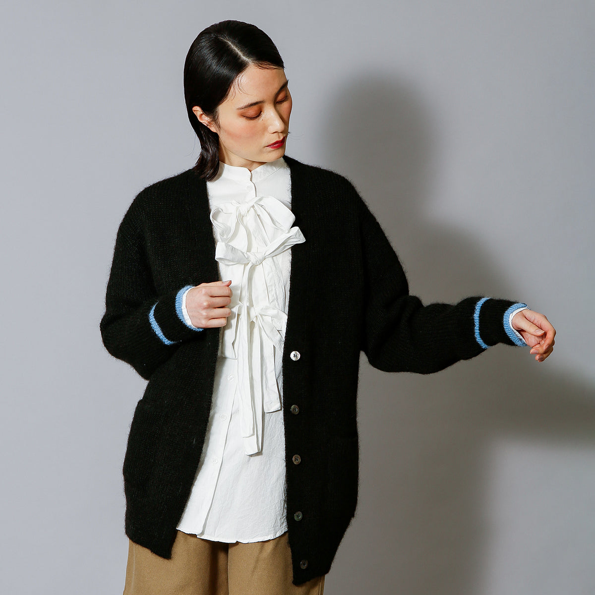 予約販売【NYANDER KNIT/ニャンダーニット】MOHAIR LINE CARDIGAN