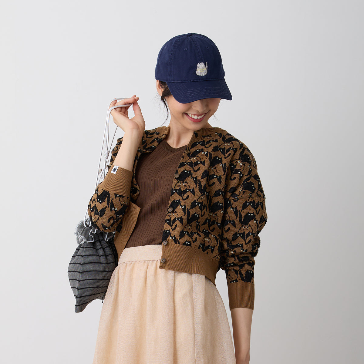 【NYANDER KNIT/ニャンダーニット】 CAT geometric CD  ジャガードカーディガン