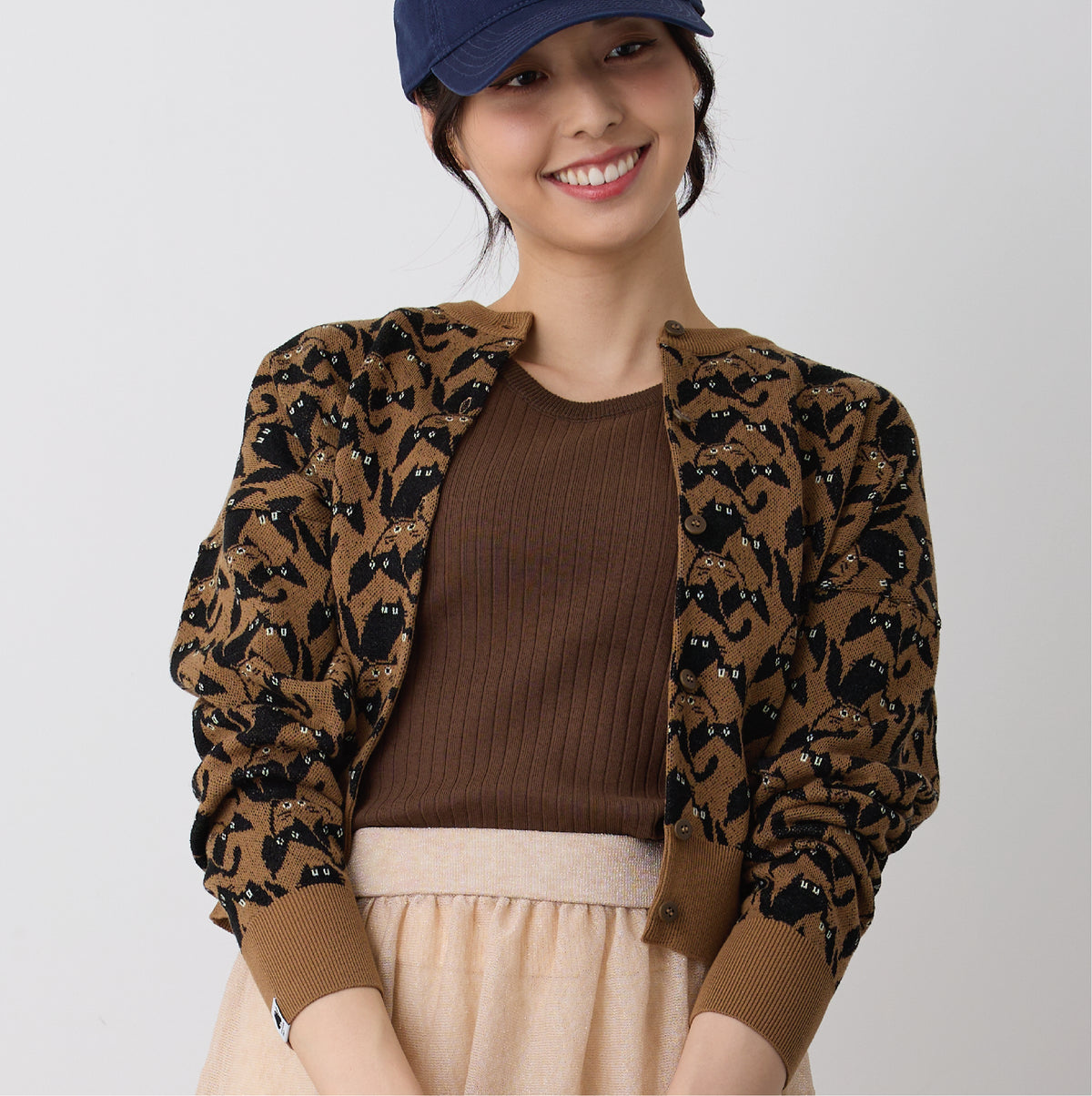 【NYANDER KNIT/ニャンダーニット】 CAT geometric CD  ジャガードカーディガン