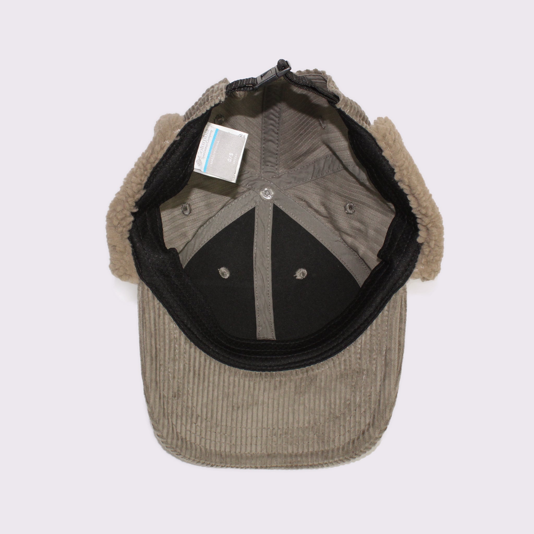 90s USA製 Columbia コロンビア　フライト　ボア　キャップ ビンテージ90's○Columbia耳当て付き裏ボアナイロンキャップ黒×水色